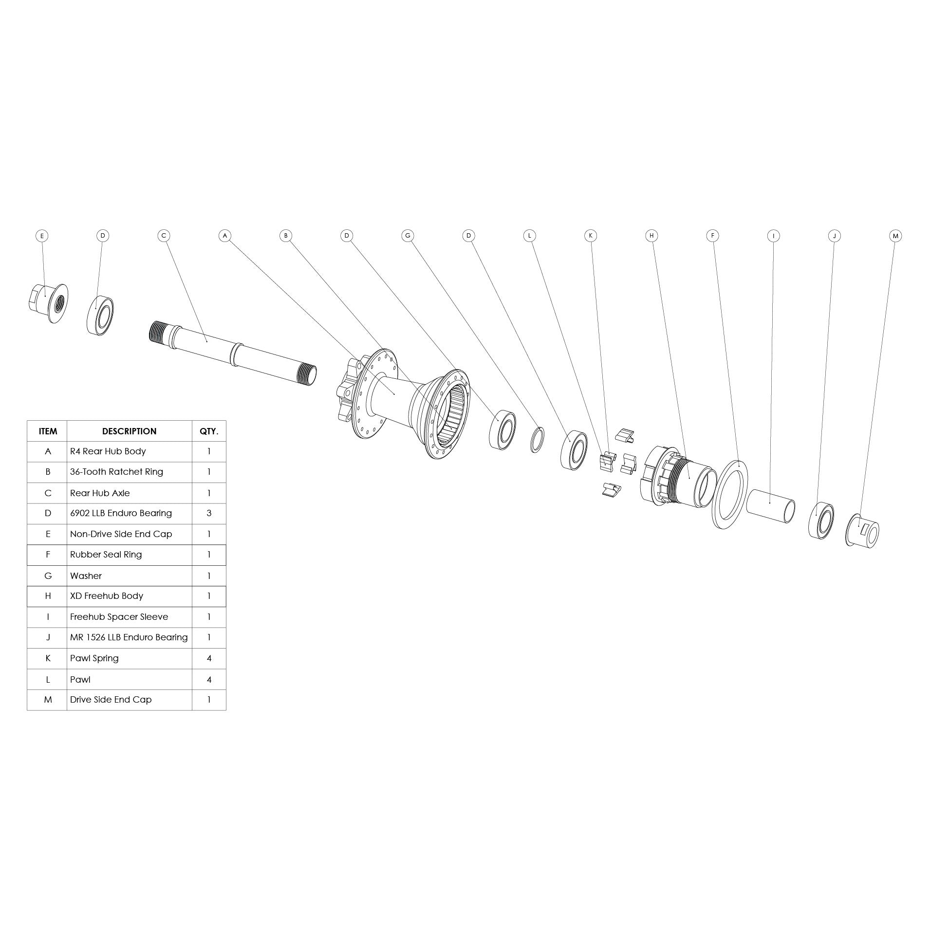 R4 Rear Hub Parts Mountain Bike Chromag Bike Parts